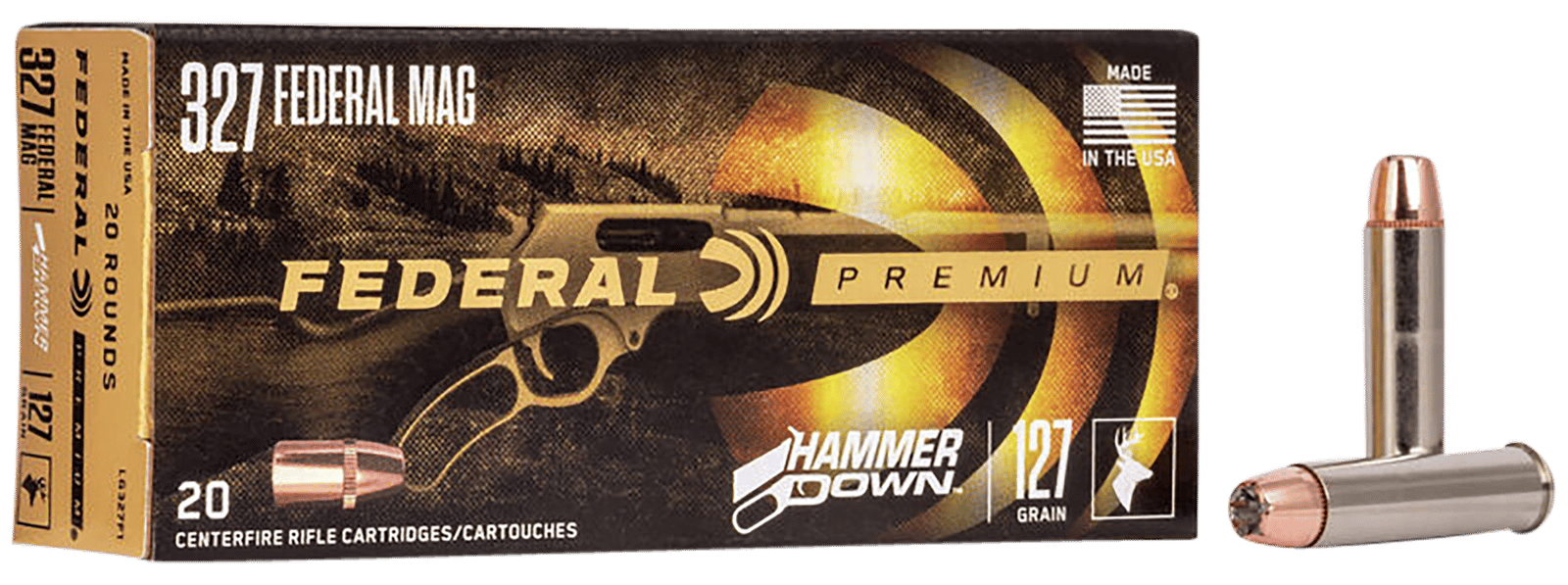 Federal LG327F1 Premium HammerDown 327FederalMag 127gr Bonded Hollow Point 20 Per Box/10 Case