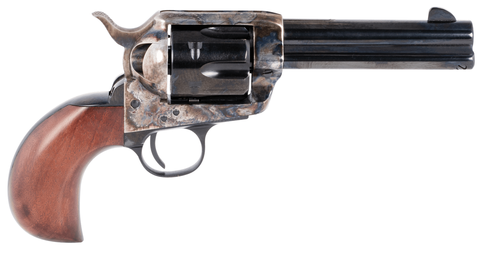 Taylors & Company 200069 1873 Cattleman 357 Mag Caliber with 4.75" Blued Finish Barrel, 6rd Capacity Blued Finish Cylinder, Color Case Hardened Finish Steel Frame & Birdshead Walnut Grip