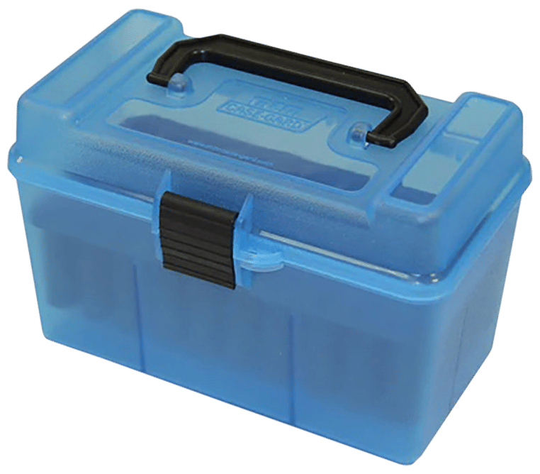MTM Case-Gard H50RMAG24 Deluxe Ammo Box  300 Win Mag/7mm Rem Clear Blue Polypropylene 50rd