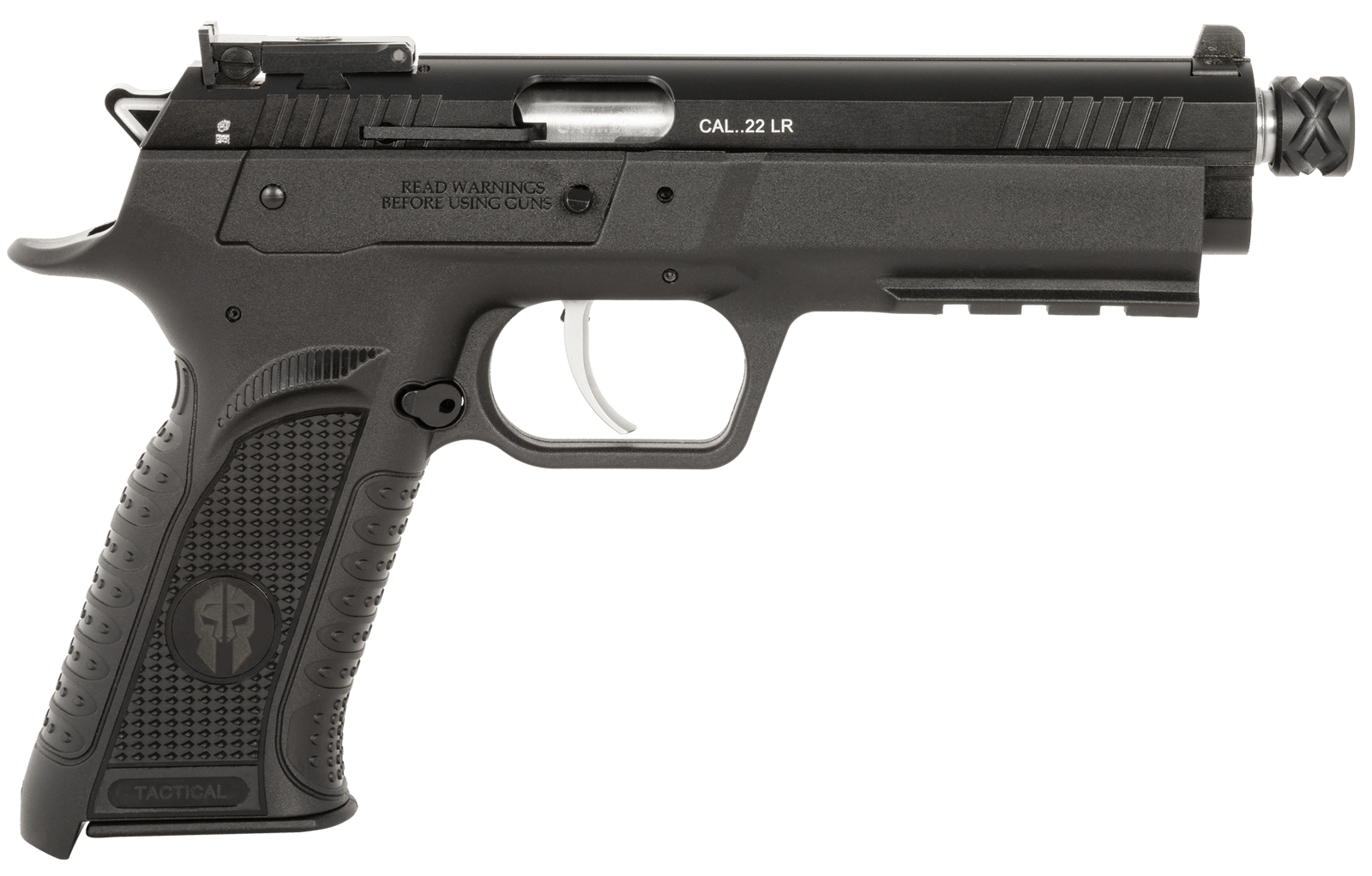 Tanfoglio TFFTAC22AS Force Tactical 22 LR 10+1 4.40" Threaded Barrel, Black Serrated Slide, Black Polymer Frame w/Beavertail & Picatinny Rail, Black Polymer Grip