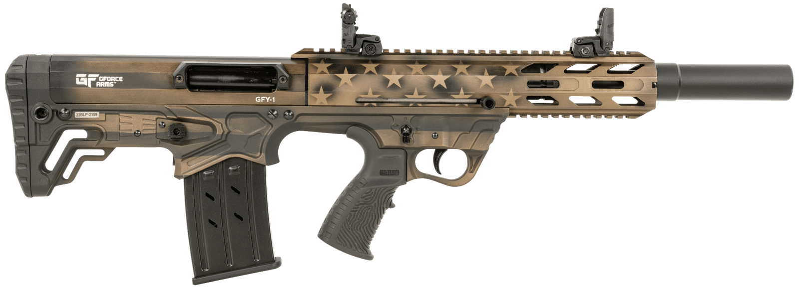 Gforce Arms GFY1USBNZ GFY-1  12 Gauge Semi-Auto 3" 5+1 18.50" Black Threaded Barrel, American Flag Burnt Bronze Aluminum Receiver, Picatinny Rail Bronze Bullpup Polymer Stock, Polymer Grip