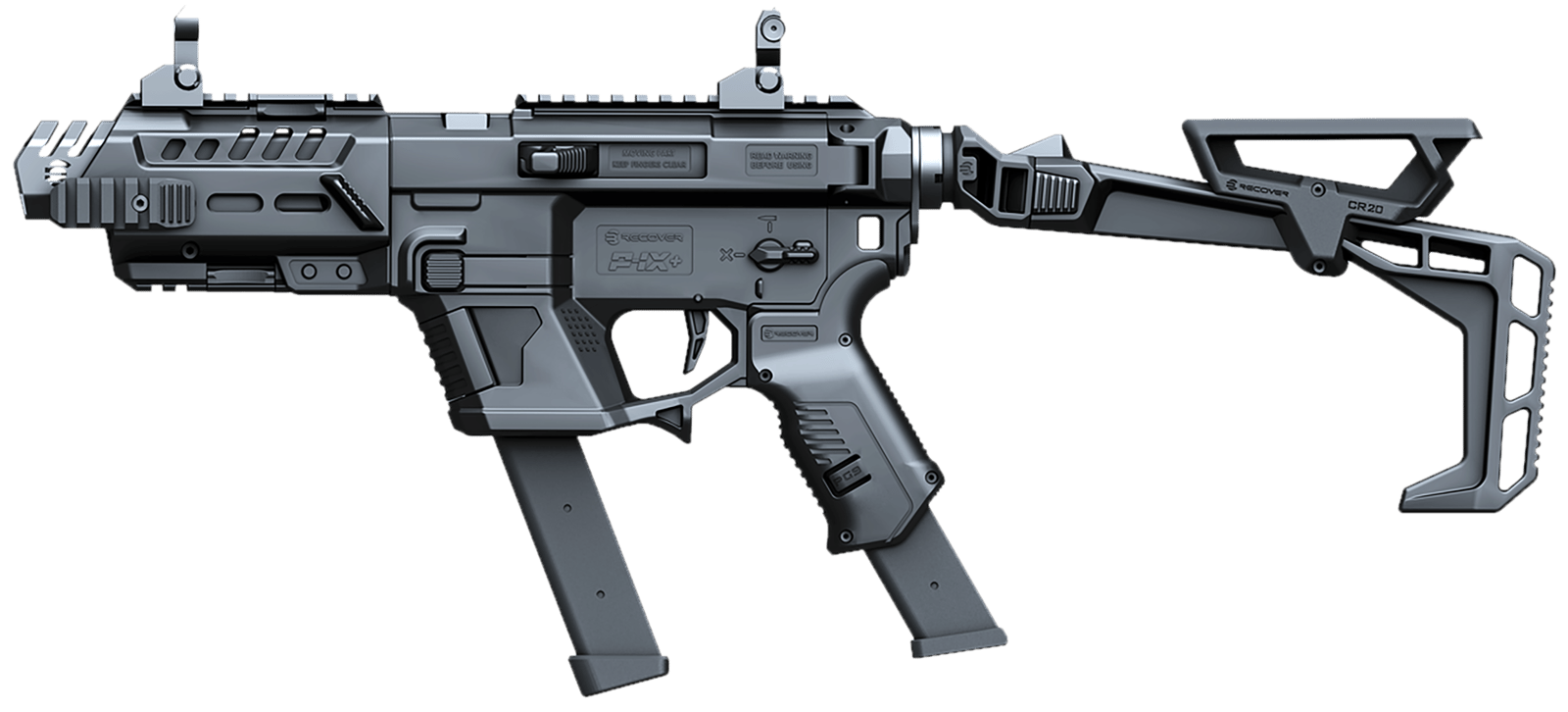 Recover Tactical PIXPBFST01 P-IX+Basic  PG9 Folding Stock Metal Front Guard Black