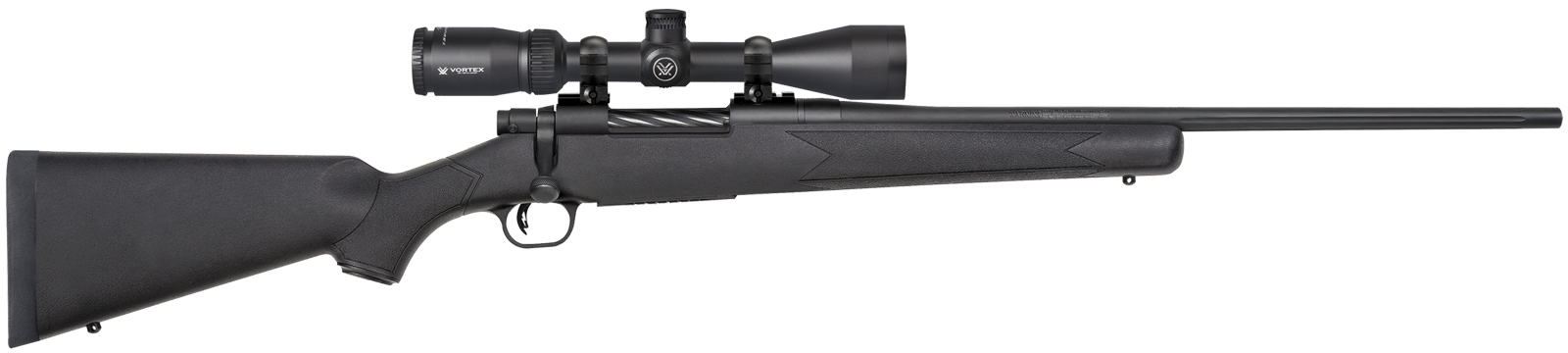 Mossberg 28052 Patriot  22-250 Rem Caliber with 5+1 Capacity, 22" Fluted Barrel, Matte Blued Metal Finish & Black Synthetic Stock Right Hand (Full Size) Includes Vortex Crossfire II 3-9x40mm Scope