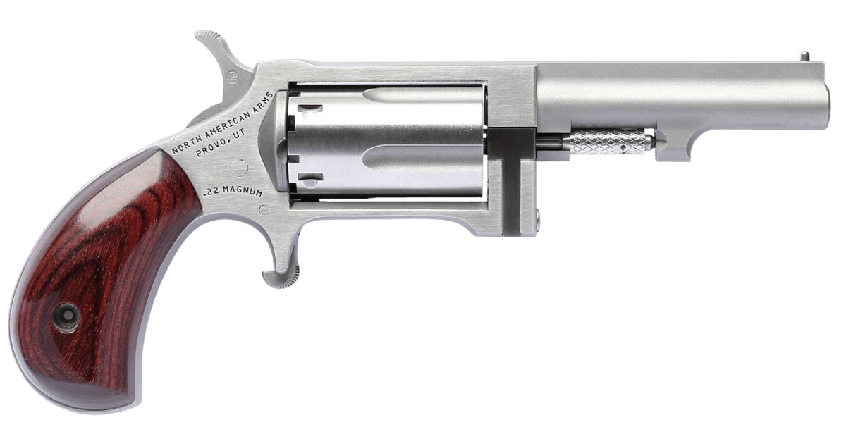 North American Arms SW250 Sidewinder  Small Frame 22 WMR 5 Shot 2.50" Stainless Steel Barrel, Frame & Cylinder, Rosewood Birdshead Grip Exposed Hammer