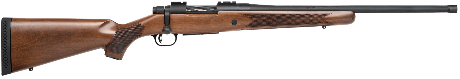 Mossberg 28043 Patriot  Full Size 450 Bushmaster 4+1 20" Matte Blued Fluted Threaded Barrel, Drilled & Tapped Matte Blued Stainless Steel Receiver, Walnut Fixed Stock, Right Hand