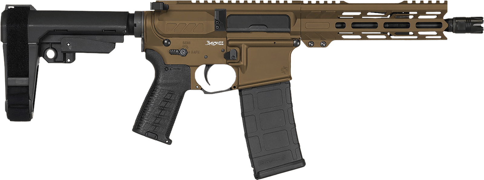 CMMG 30AF20AMB Banshee MK4 300 Blackout 30+1 8" Black Nitride Medium Taper Threaded Barrel, EML 7" M-LOK Handguards, Midnight Bronze Cerakote Aluminum Picatinny Rail Receiver, CMMG Zeroed Grips