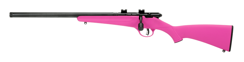 Savage Arms 13842 Rascal FLV-SR Youth 22 LR 1rd 16.12" Matte Blued Heavy Barrel, Matte Blued Carbon Steel Receiver, Pink Synthetic Stock, Left Hand
