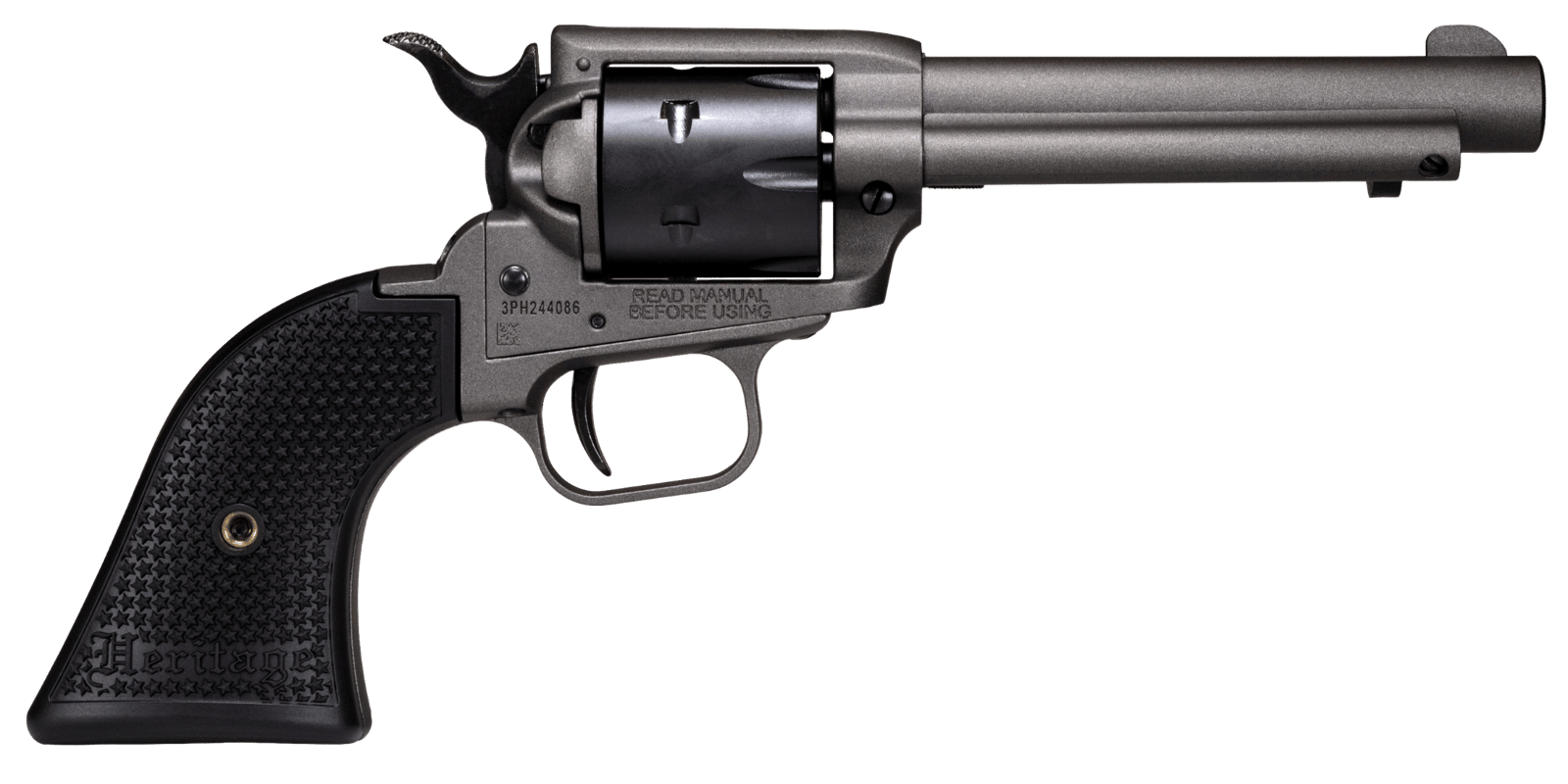 Heritage Mfg SRR22C4 Rough Rider  22 LR 6rd 4.75", Tungsten Gray Frame & Barrel, Black Satin Cylinder, Black Polymer Grips
