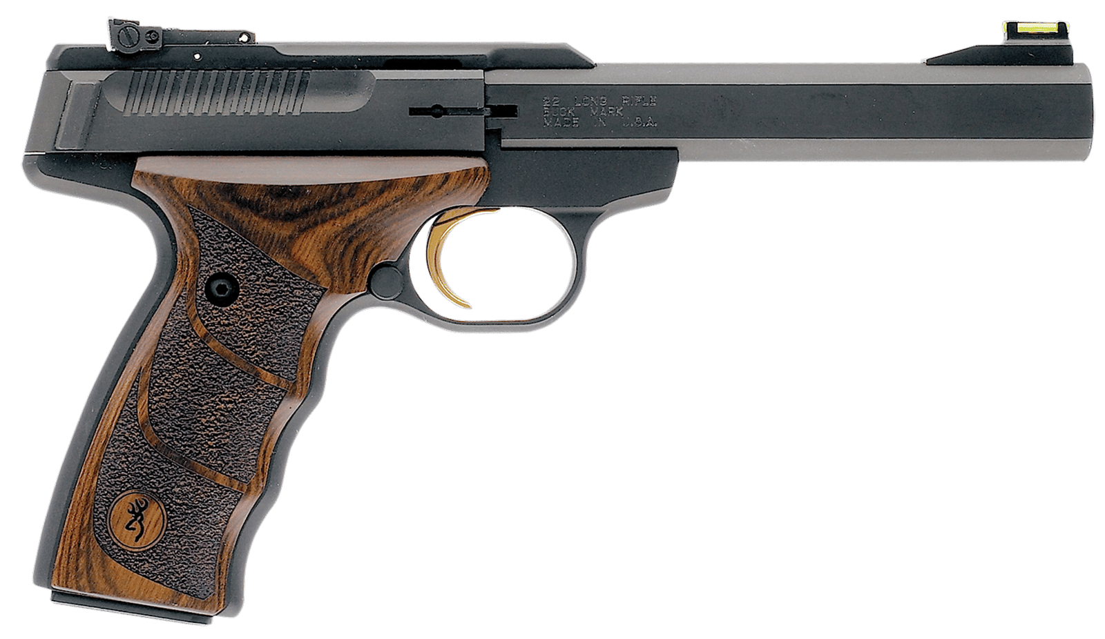 Browning 051428490 Buck Mark Plus UDX *CA Compliant 22 LR 10+1 5.50" Matte Black Slab Side Barrel, Matte Black Serrated Slide & Aluminum Frame, Finger Groove Laminate Grip