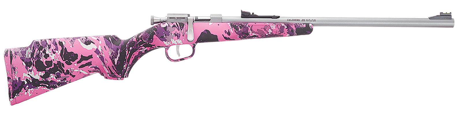 Henry H005RMG Mini Bolt  Youth 22 S/L/LR 1rd 16.25" Matte Stainless Steel Barrel, Matte Drilled & Tapped Stainless Steel Receiver, Muddy Girl Fixed w/Pistol Grip Synthetic Stock, Right Hand
