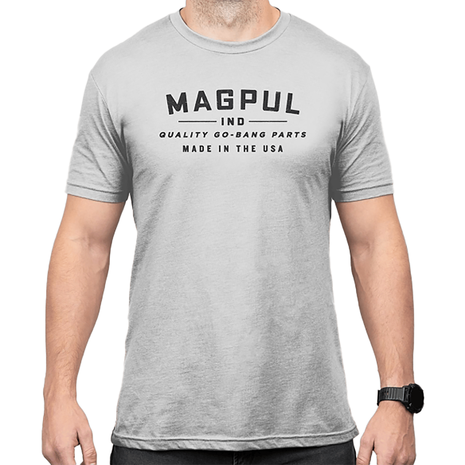 Magpul MAG1112-041-M Go Bang Parts  Stone Gray Heather Cotton/Polyester Short Sleeve Medium