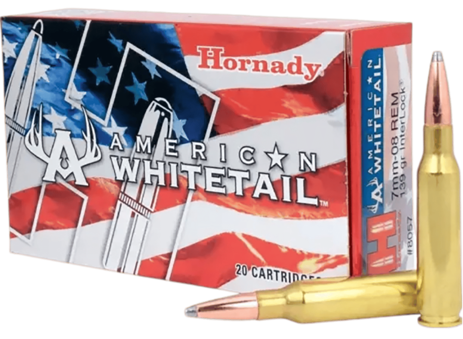 Hornady 8057 American Whitetail  7mm-08Rem 139gr InterLock Spire Point 20 Per Box/10 Case