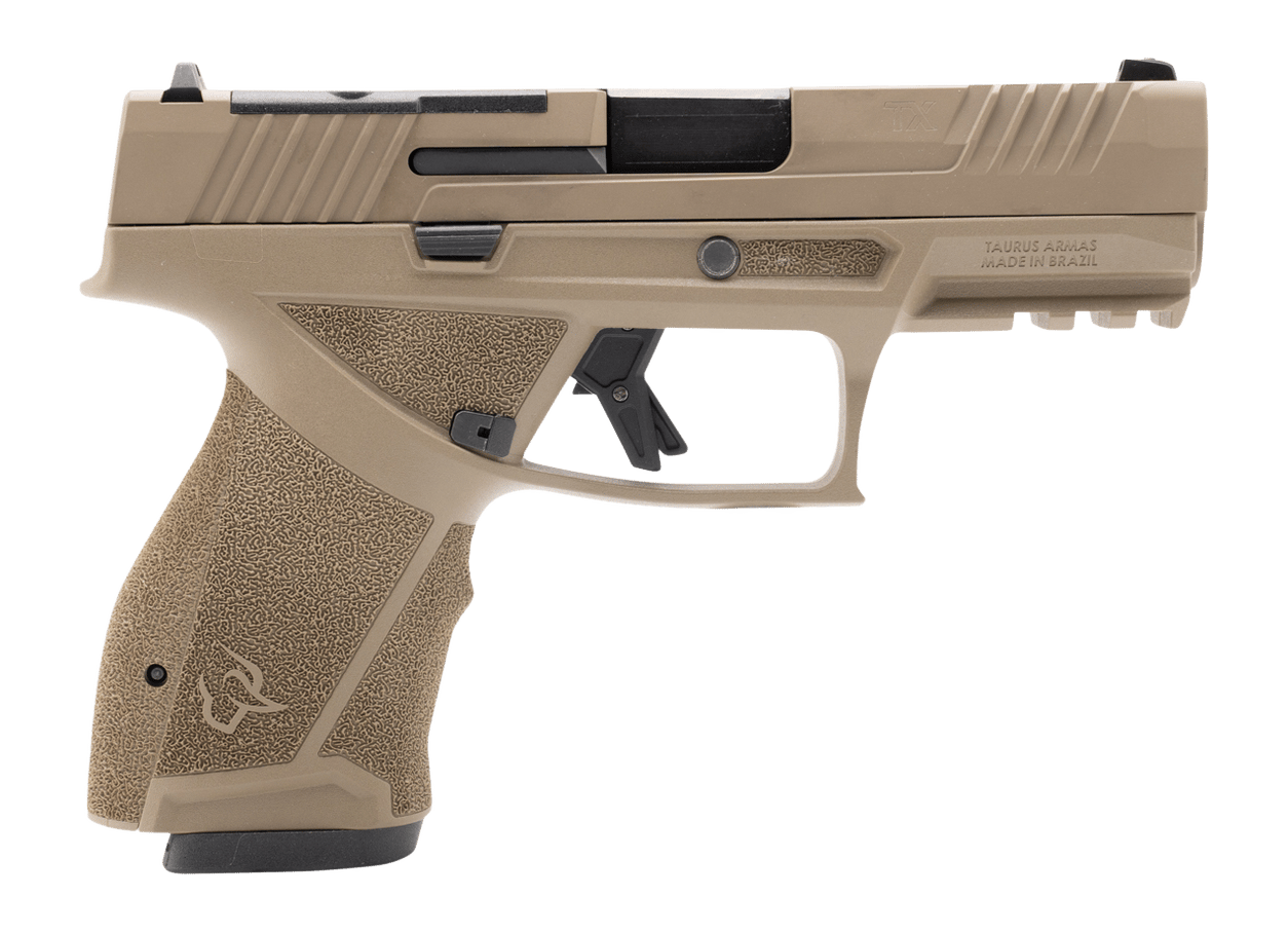 Taurus  TX 9  Compact 9mm Luger 15+1 4" Black Barrel, Flat Dark Earth Alloy Steel Optic Ready/Serrated Slide, Flat Dark Earth Stainless Steel Frame w/Picatinny Rail, Interchangeable Backstrap Grip