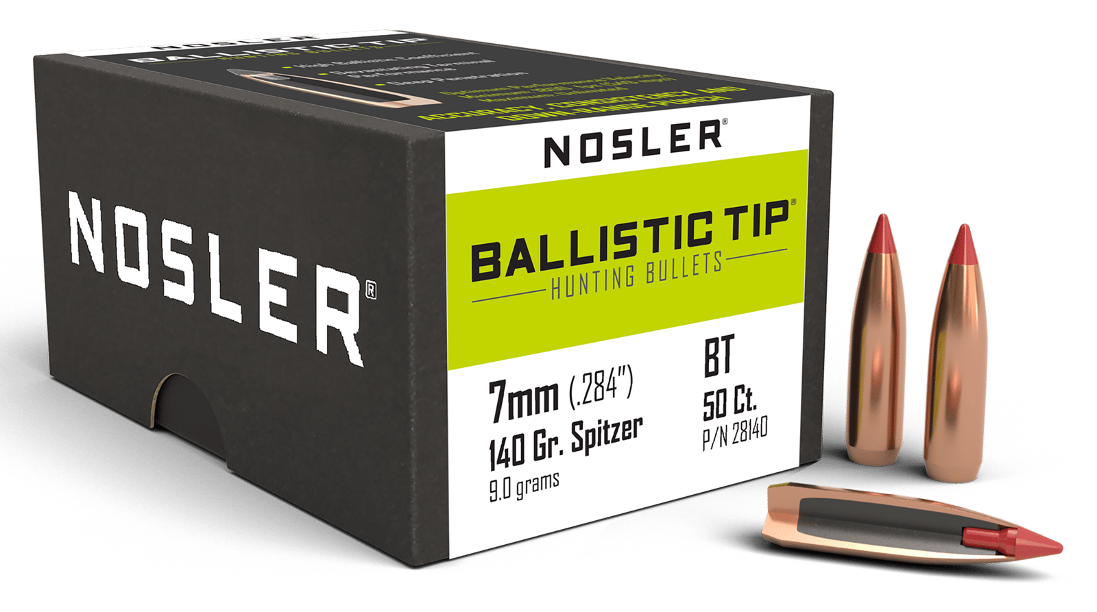 Nosler 28140 Ballistic Tip  7mm 140gr Spitzer 50/Box