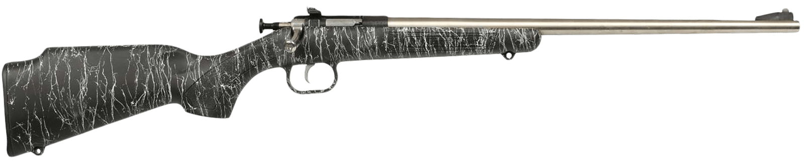 Crickett KSA2444 Gen2  Youth 22 LR 1rd 16.13" Stainless Single Shot Barrel, Stainless Steel Receiver, Black w/White Webbing Fixed Synthetic Stock