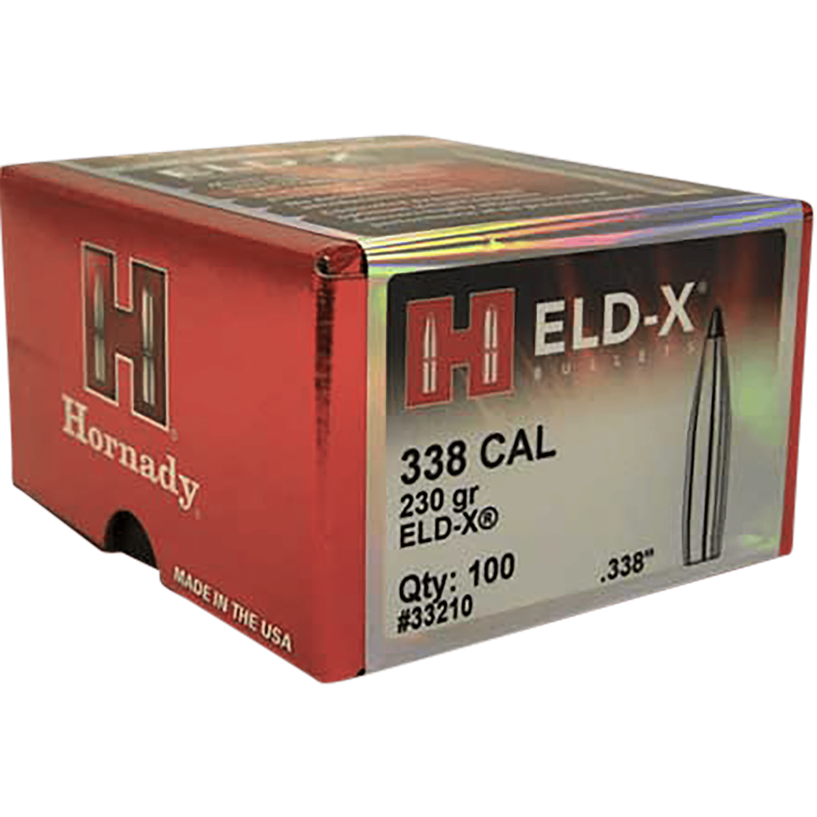 Hornady 33210 ELD-X  338 Cal .338 230 gr Extremely Low Drag eXpanding 100 Per Box/ 15 Case