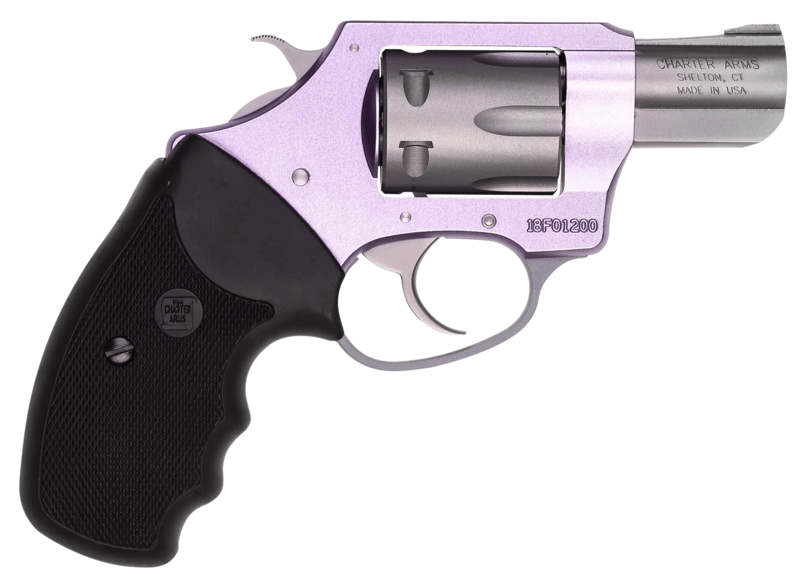 Charter Arms 52240 Pathfinder Lite Lavender Lady Small 22 LR, 8 Shot, 2" Matte Stainless Steel Barrel & Cylinder, Lavender Aluminum Frame w/Black Finger Grooved Rubber Grip, Exposed Hammer