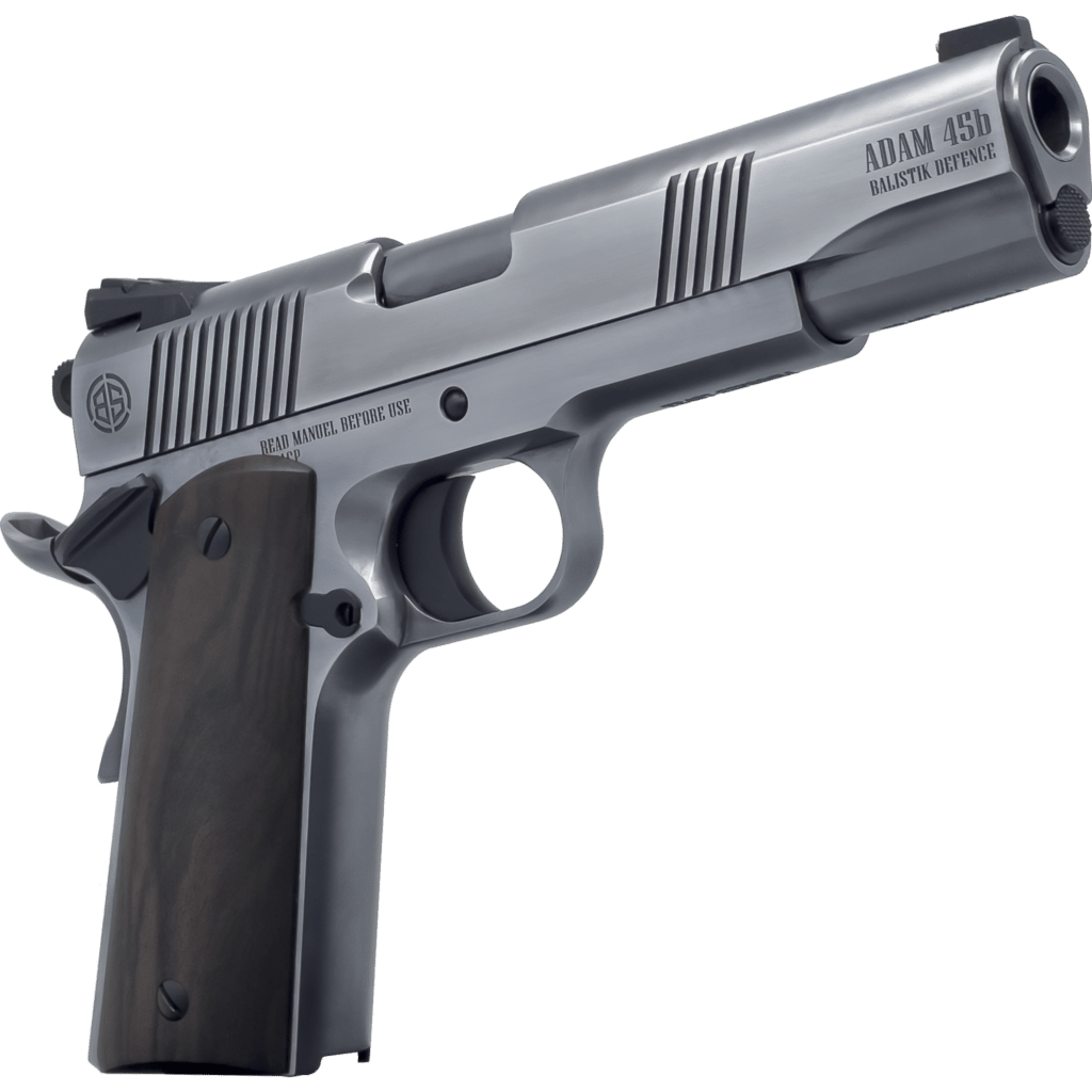 Dickinson LLC DKSN45LB Adam 1911 Lead Full Size 45 ACP 8+1 5" Stainless Barrel, Steel B Serrations Slide, Steel Frame w/Beavertail