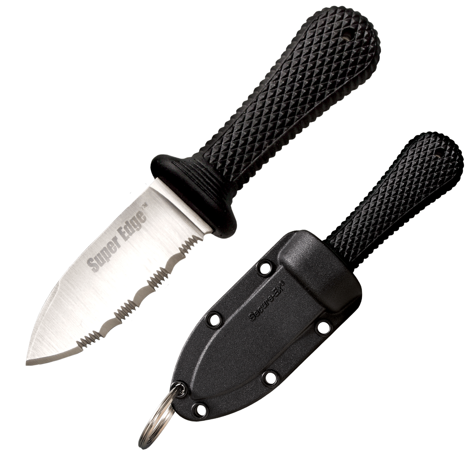 Cold Steel 42SS Super Edge  2" Fixed Part Serrated Japanese AUS-8A SS Blade/ Black Kray-Ex Handle Includes Sheath