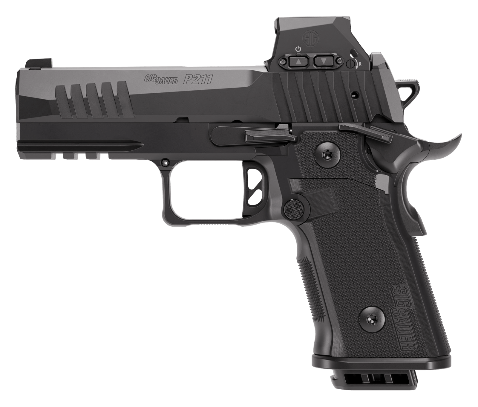 Sig Sauer 211CA9GT4RXSL P211 GT4 w/Optic Carry 9mm Luger 21+1 4.20" Black Barrel, Black Nitron Stainless Steel Serrated w/Optic Slide & Stainless Steel Frame w/Beavertail & Picatinny Rail, G10 Grip Pa