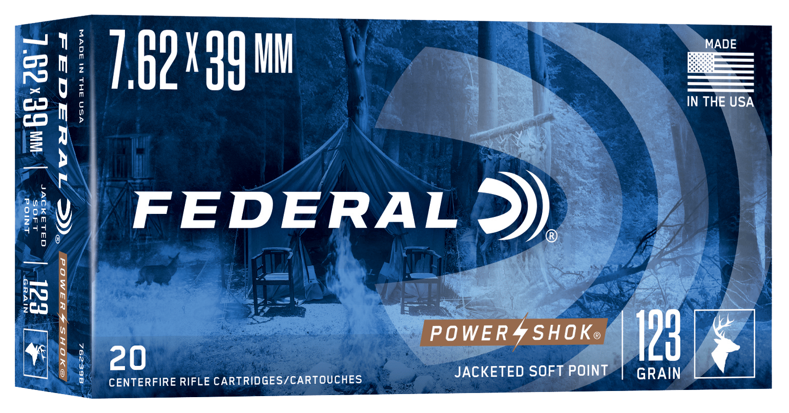 Federal 76239B Power-Shok  7.62x39mm 123gr Jacketed Soft Point 20 Per Box/10 Case