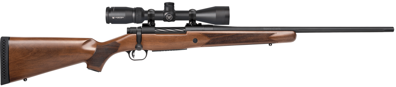 Mossberg 27942 Patriot  30-06 Springfield Caliber with 5+1 Capacity, 22" Fluted Barrel, Matte Blued Metal Finish & Walnut Stock Right Hand (Full Size) Includes Vortex Crossfire II 3-9x40mm Scope
