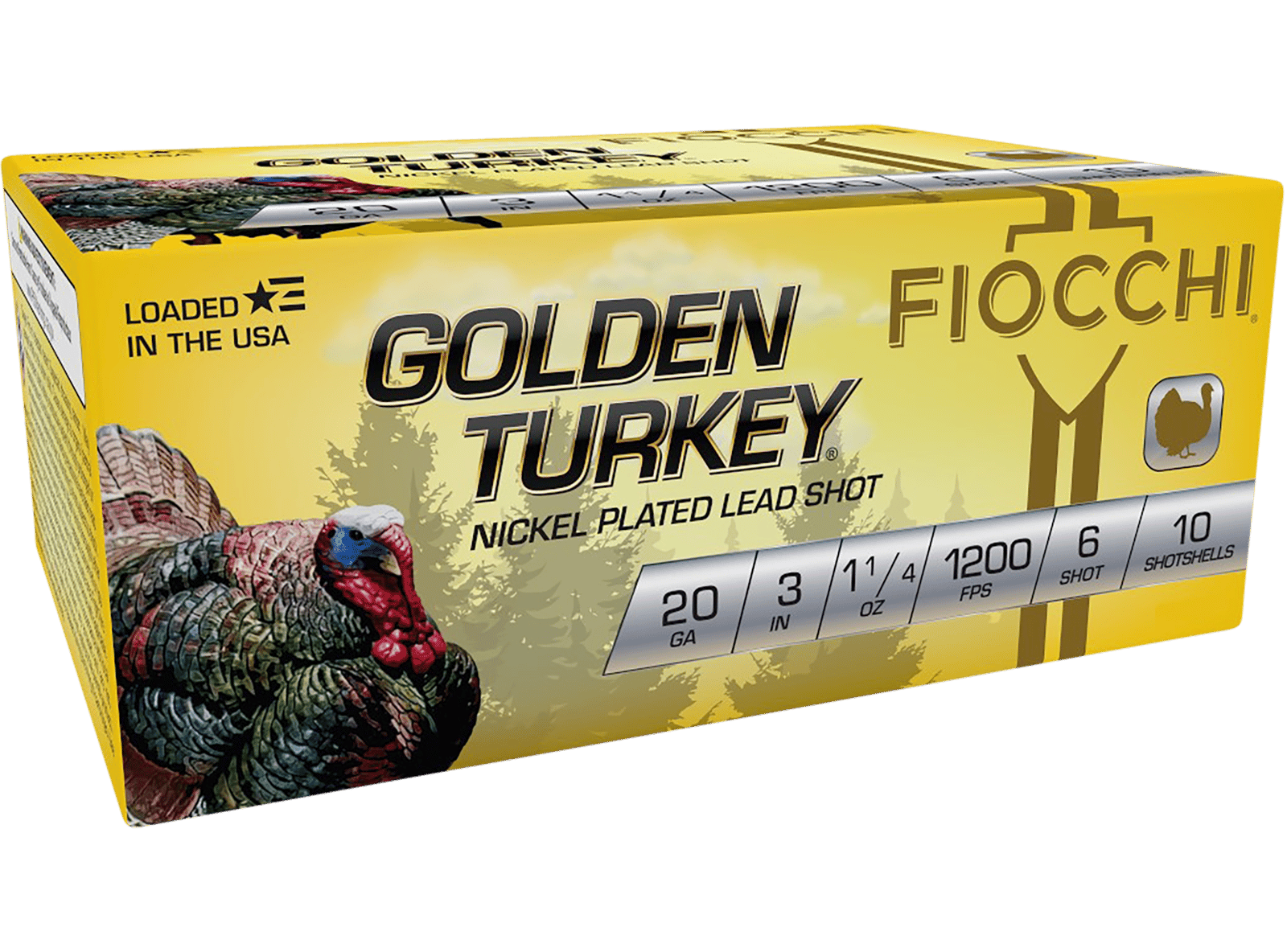 Fiocchi 203TRKC6 Golden Turkey  20Gauge 3" 1 1/4oz 6Shot 10 Per Box/10 Case