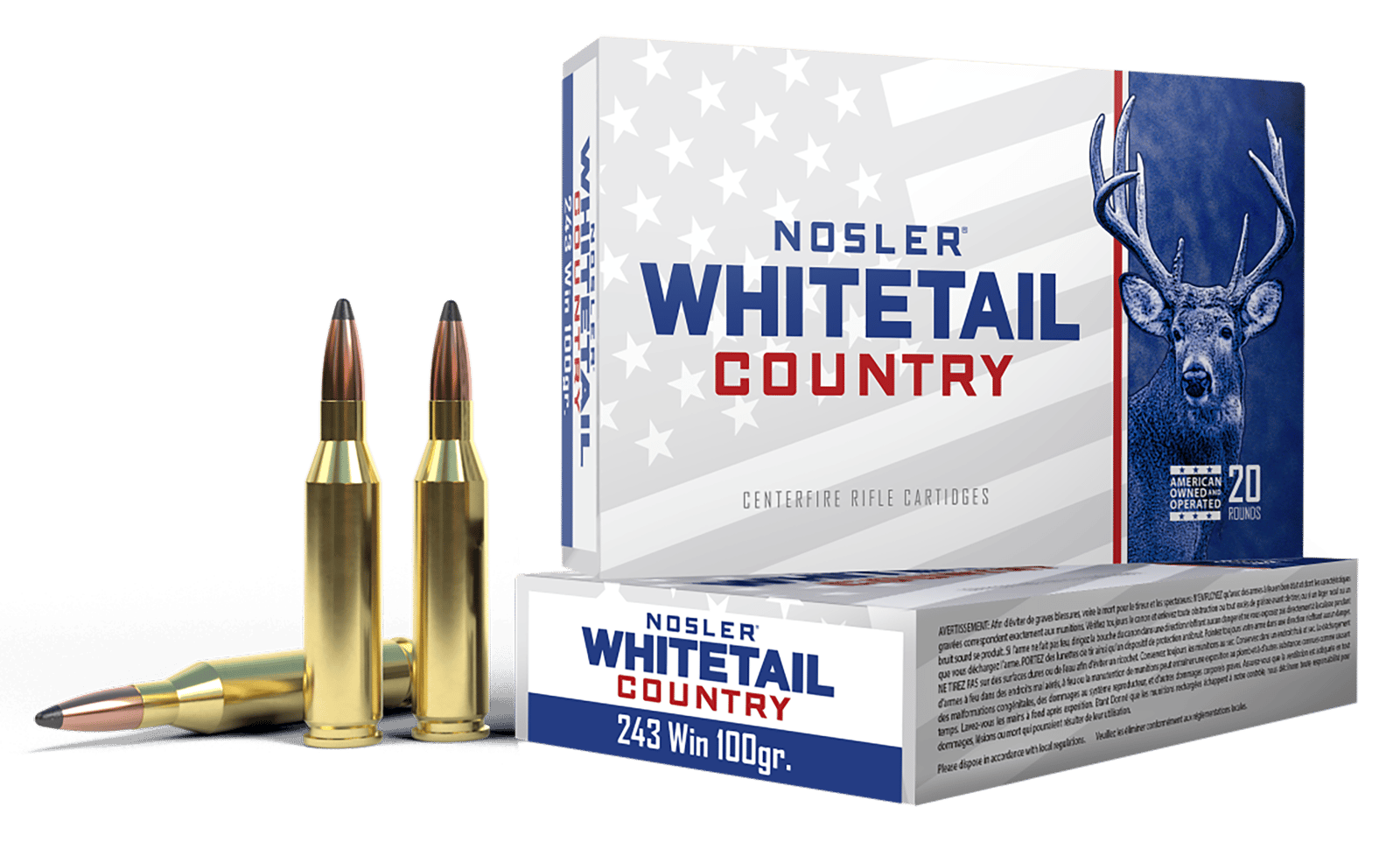 Nosler 40122 Whitetail Country  243Win 100gr 20 Per Box/10 Case