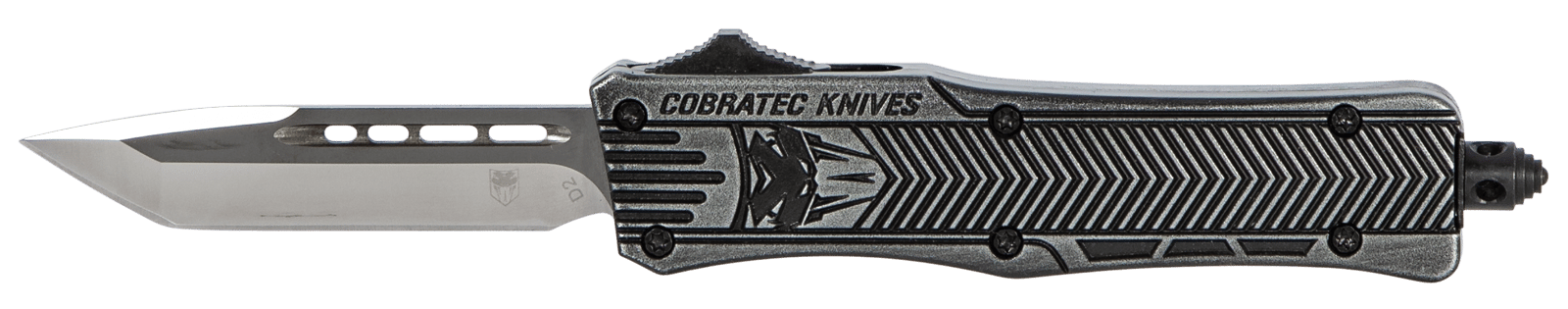 CobraTec Knives SSWCTK1STNS CTK-1  Small 2.75" OTF Tanto Plain D2 Steel Blade/Black Stonewashed Aluminum Handle Features Glass Breaker Includes Pocket Clip