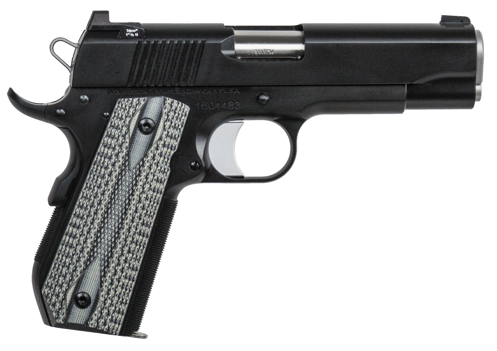 Dan Wesson 01826 V-Bob  45 ACP 8+1 4.25" Stainless Match Grade Barrel, Black Duty Serrated Stainless Steel Slide & Frame w/Beavertail, Black/Gray G10 Grip, Ambidextrous