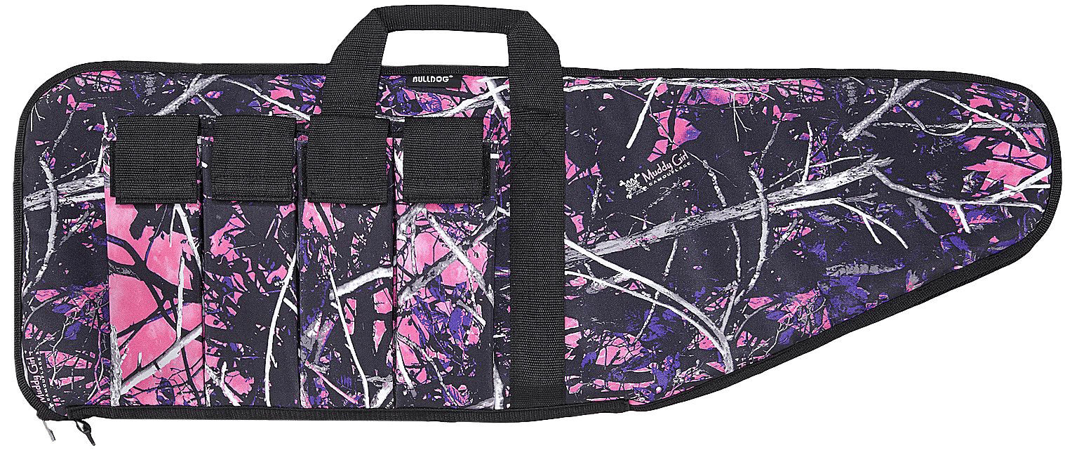 Bulldog MDG1043 Extreme Tactical  43" Muddy Girl Camo Water-Resistant Nylon Camo, Black Trim, Tricot Lining, 4 External Velcro Magazine Pouches