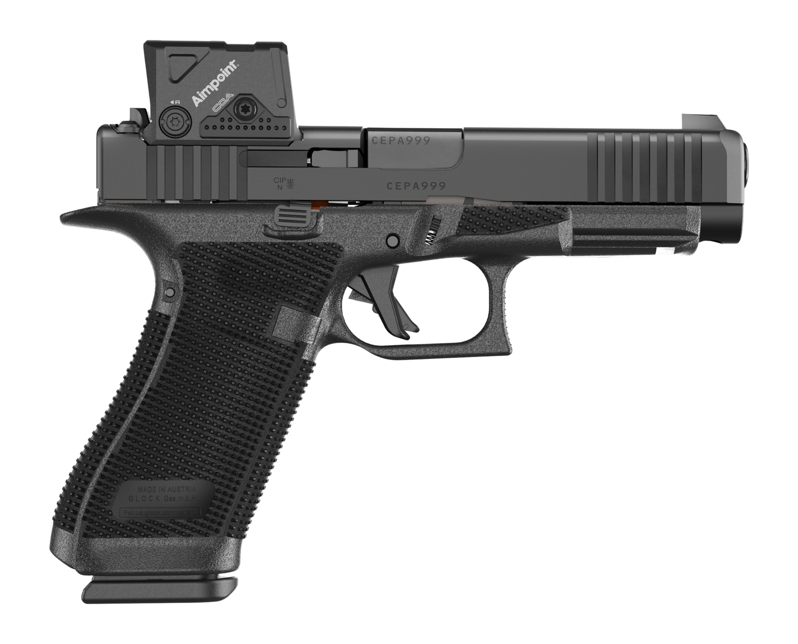 Glock P61750B03DC8A3 G17 Gen6 w/Aimpoint Full Size 9mm Luger 17+1 4.49" Black GMB Barrel, Black nDLC Steel Serrated w/Optic Slide, Black Polymer Frame w/Accessory Rail, Interchangeable Backstrap Grip,