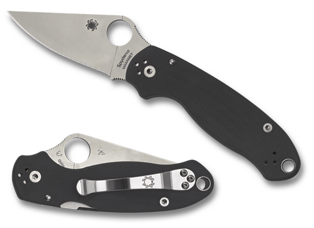 Spyderco C223GP Para 3  2.95" Folding Clip Point Plain Satin CPM S45VN SS Blade/ Black G10 Handle Includes Pocket Clip