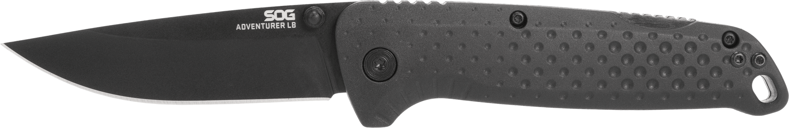 S.O.G SOG13110143 Adventure LB 3.50" Folding Drop Point Plain Black TiNi 5Cr15MoV Blade, Black Textured GRN Handle