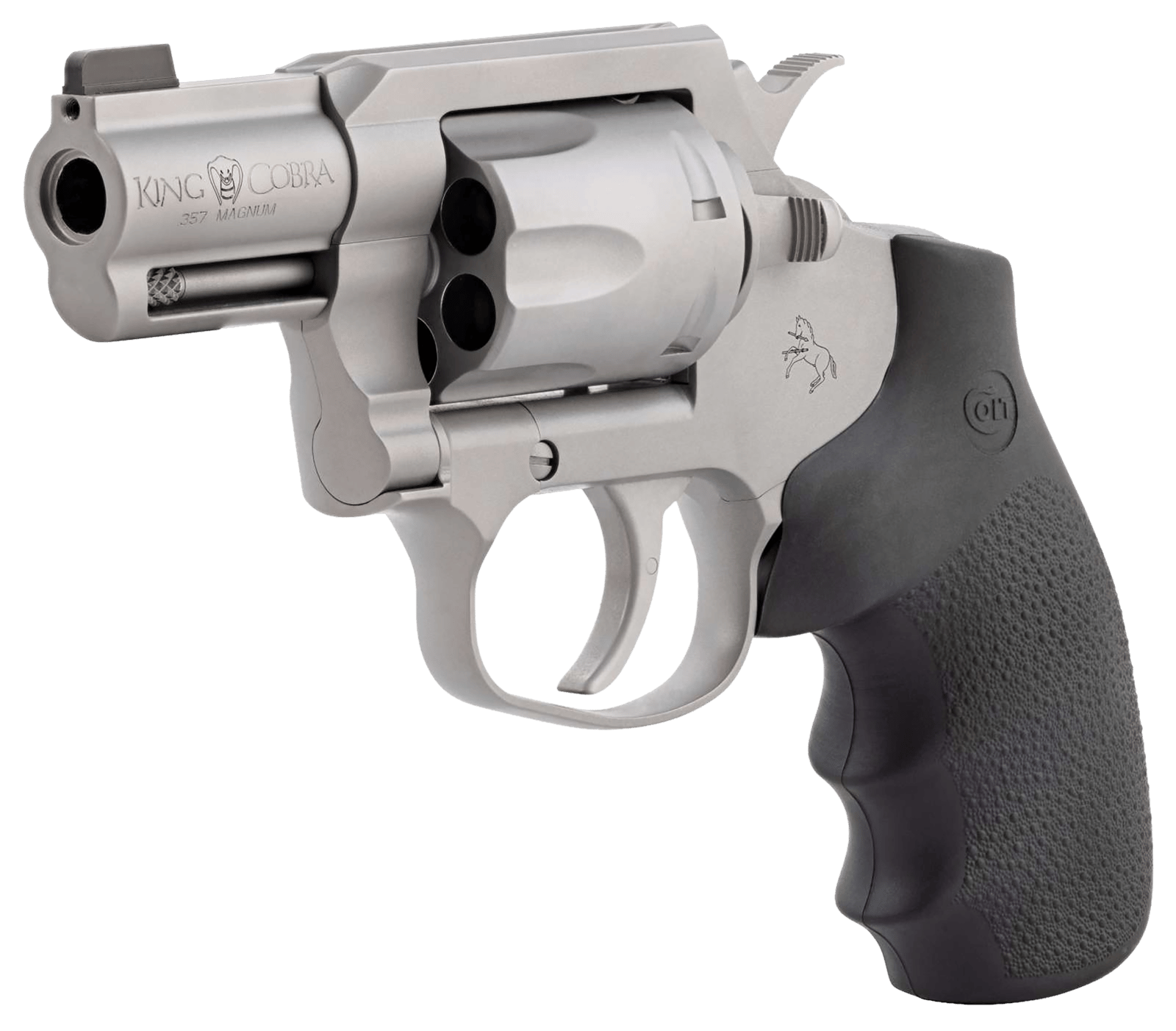 Colt Mfg KCOBRASM2BBS King Cobra  Small 357 Mag 6 Shot 2" Matte Stainless Steel Barrel, Cylinder Frame, Black Hogue Overmolded Grips, Exposed Hammer