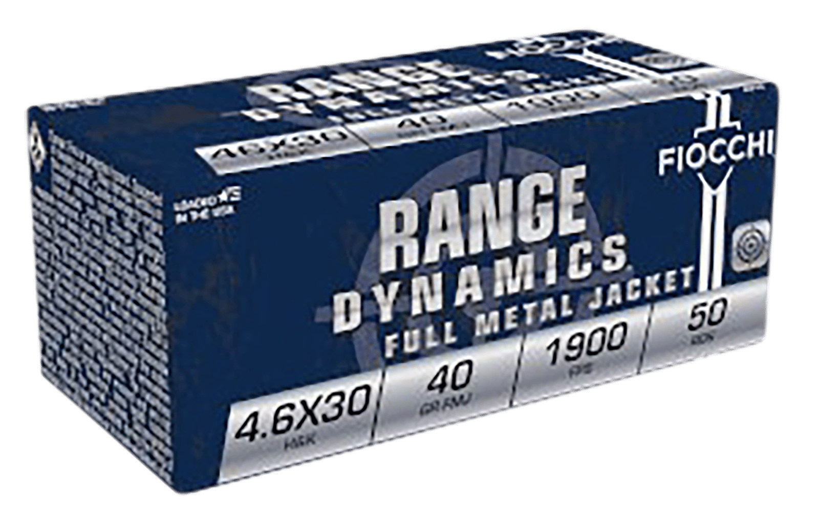Fiocchi 46EXA Range Dynamics  4.6x30mmH&K 40gr Full Metal Jacket 50 Per Box/20 Case