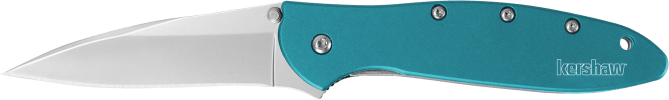 Kershaw 1660TEAL Leek  3" Folding Drop Point Plain Bead Blasted 14C28N Steel Blade Teal Anodized Aluminum Handle Includes Pocket Clip