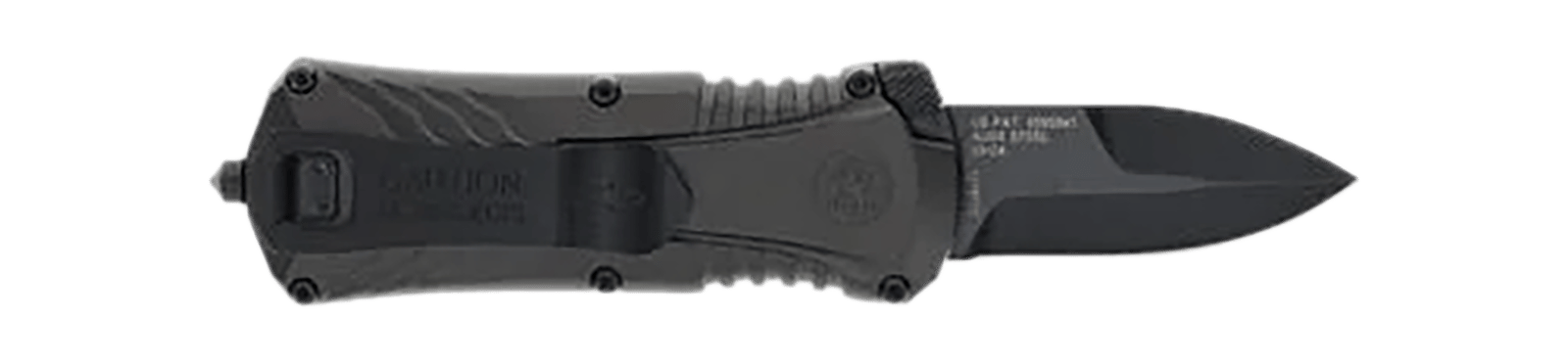 M&P Accessories 1219171 M&P  Compact 1.90" OTF Plain Black Oxide Stainless Steel Blade, Gray/Black Aluminum Handle