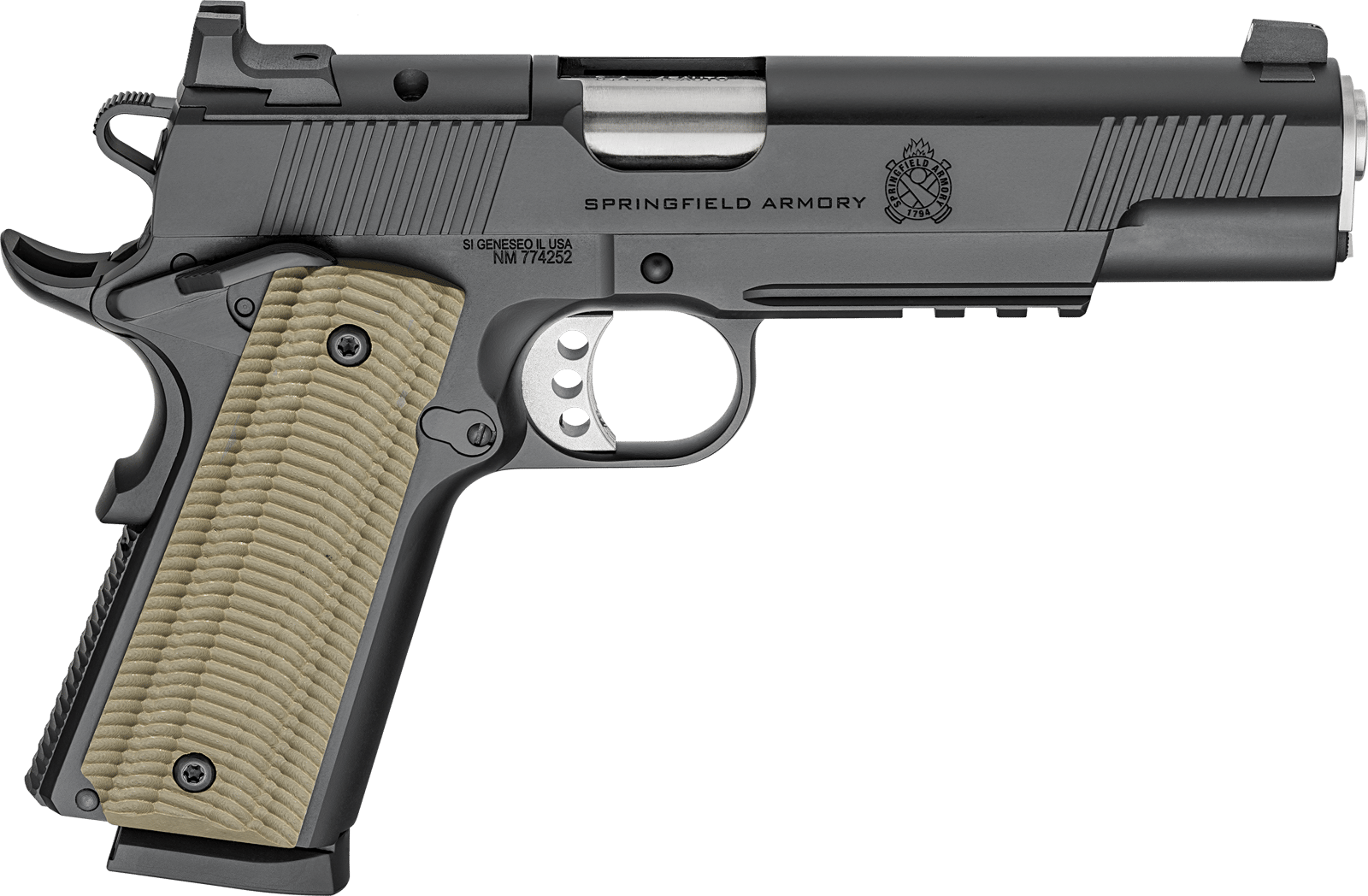 Springfield Armory PO9230AOS 1911 Operator 45 ACP 8+1 5" Black Cerakote Optic Ready Carbon Steel Slide Black Cerakote VZ G10 Grip