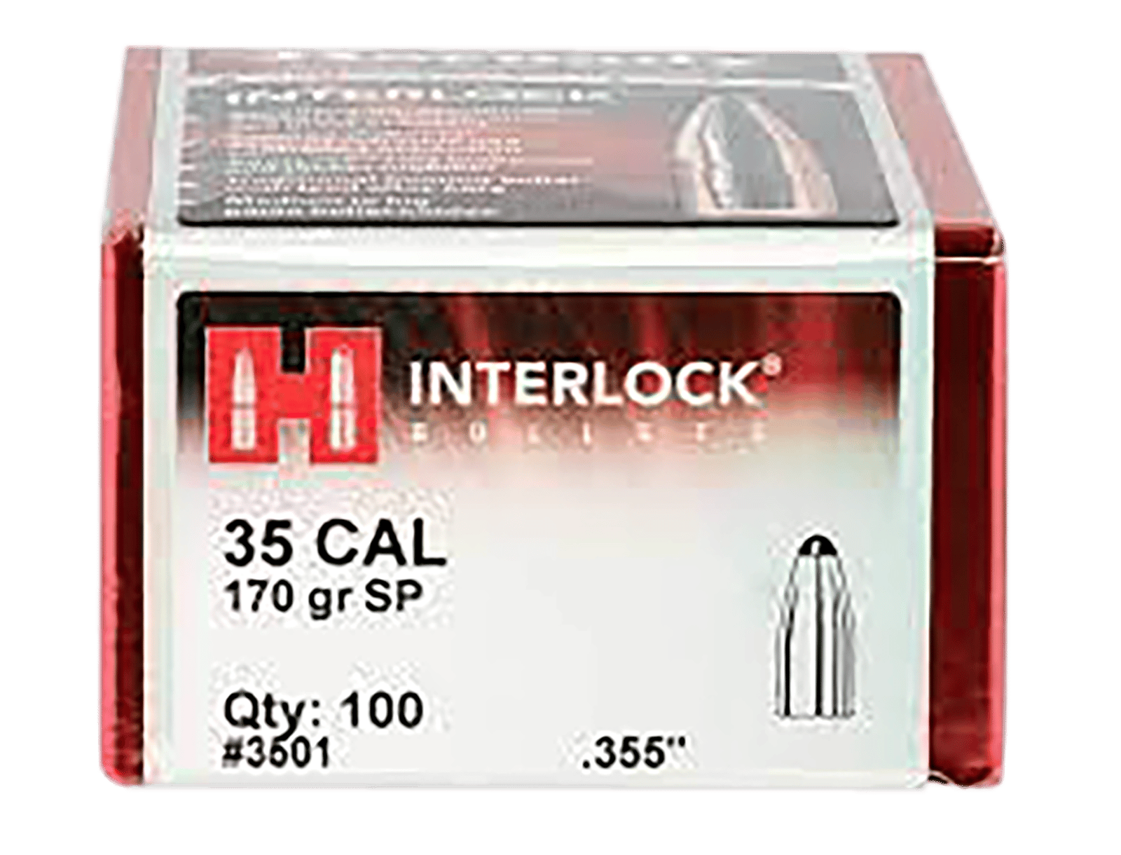 Hornady 3501 InterLock  35 Cal .355 170 gr Spire Point 100 Per Box/ 15 Case