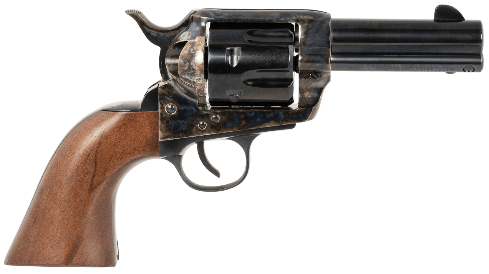 Traditions SAT73005 1873 Frontier 357 Mag 6rd 3.50" Blued Cylinder & Barrel Color Case Hardened Steel Frame Walnut Navy Size Grip