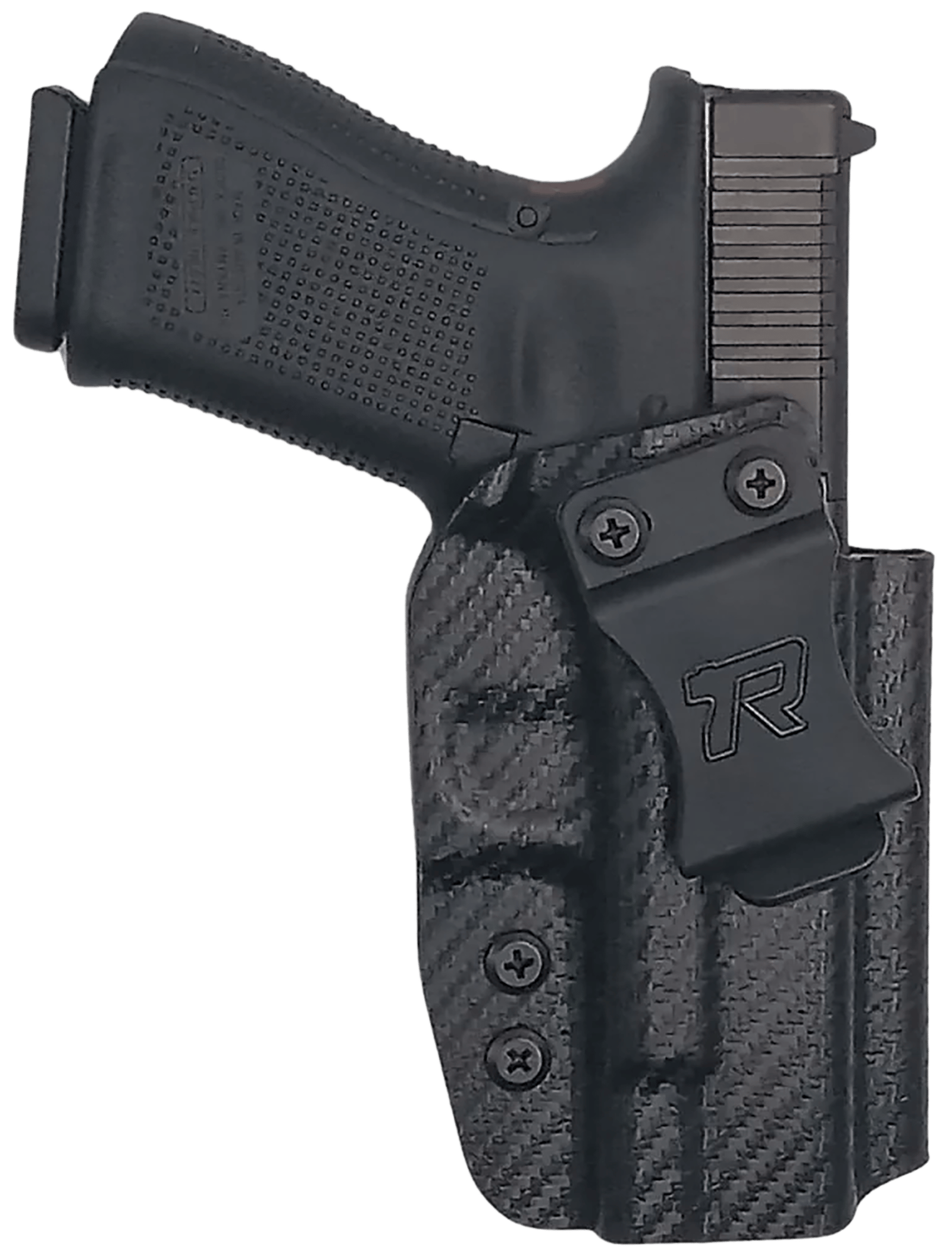 Rounded Gear GLK192332CFRHVAR Kydex  IWB Black Kydex Fits Glock 19 Belt Clip Right Hand