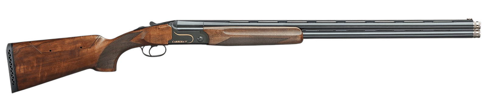 F.A.I.R. FRCRRAV2030 Carrera V 20 Gauge Break Open 3" 2rd 30" Black Over/Under Vent Rib Barrel, Black w/Gold Inlay Receiver, Walnut w/Adj Comb Stock, TechniChoke XP70 Choke System