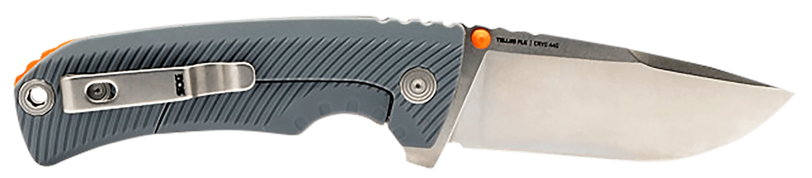 S.O.G SOG14060243 Tellus FLK 3.65" Folding Clip Point Plain Stonewashed Cryo 440C SS Blade, Wolf Gray Textured GRN Handle, Blister Pack
