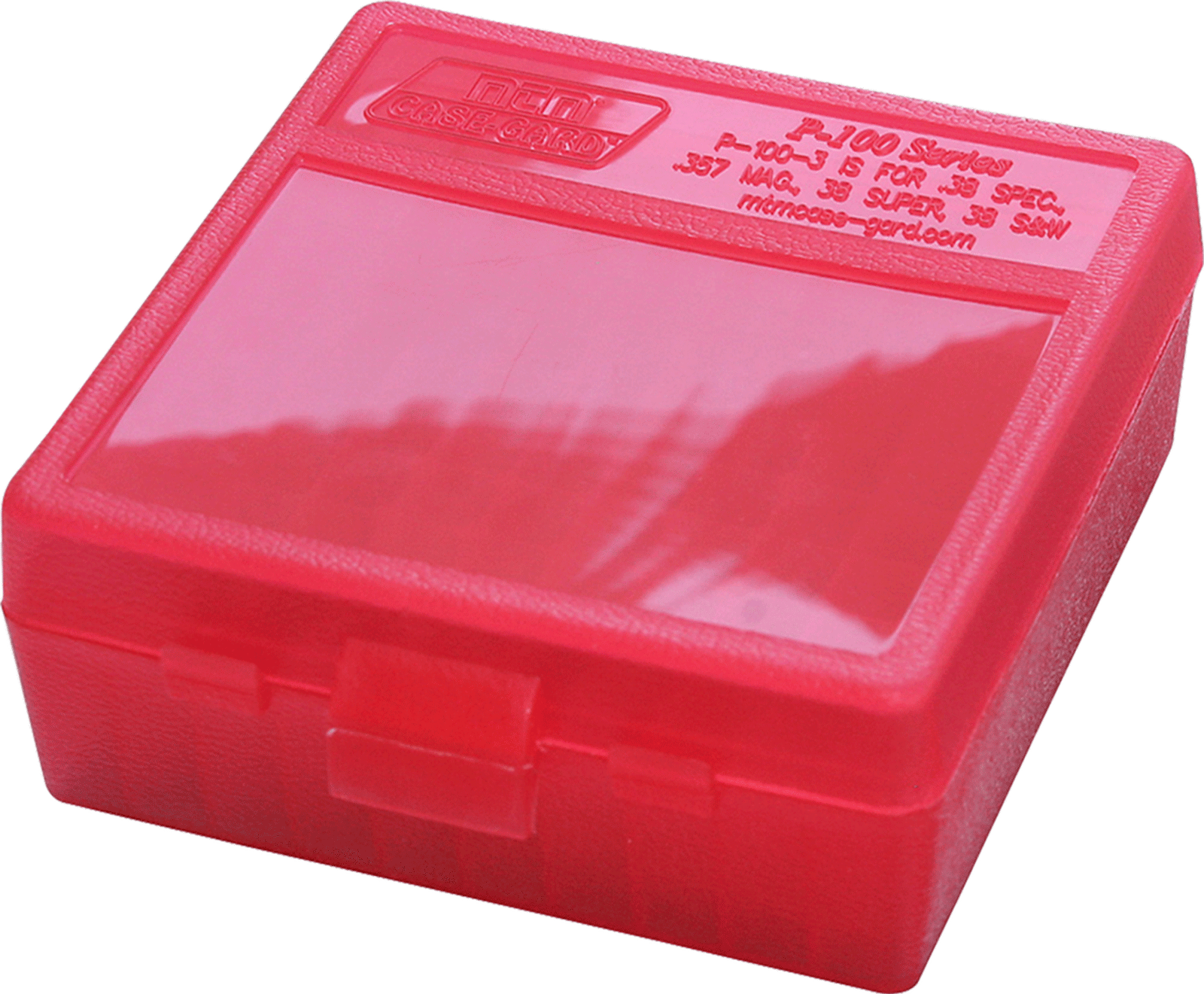 MTM Case-Gard P100329 Ammo Box Flip-Top Multi Caliber Clear Red Polypropylene 100rd