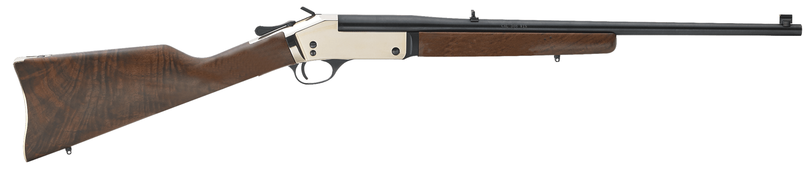 Henry H015B357 Single Shot  38 Special or 357 Mag Caliber with 1rd Capacity, 22" Blued Barrel, Polished Brass Metal Finish & American Walnut Stock, Right Hand (Full Size)