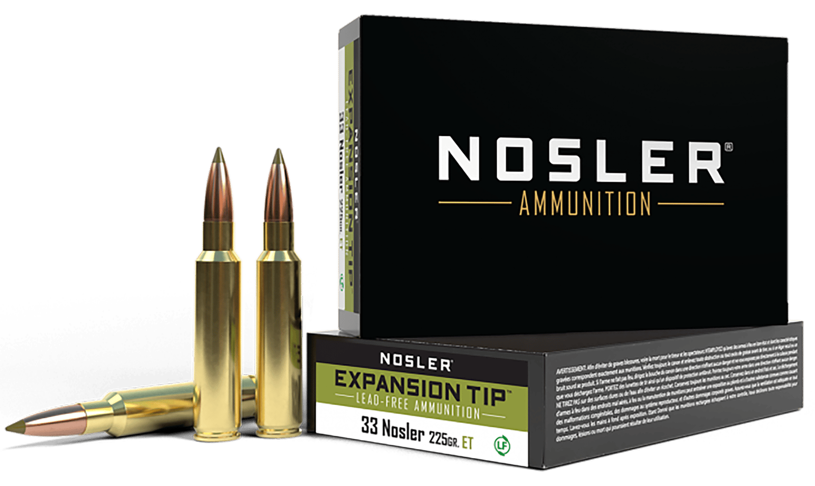 Nosler 40042 E-Tip  33Nosler 225gr E Tip Lead Free 20 Per Box/10 Case