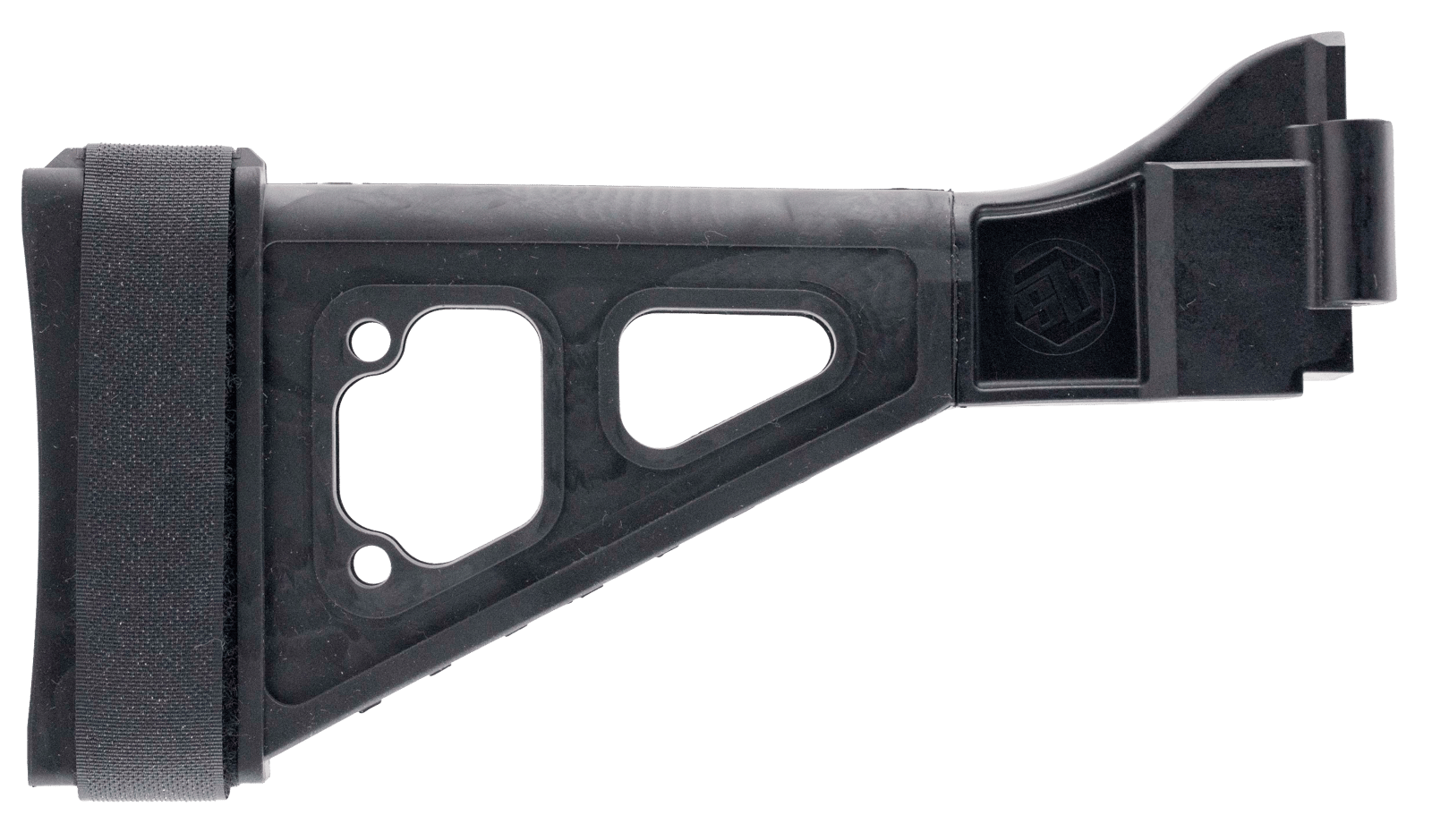 SB Tactical SBT01SB SBT  Side Folding Black Synthetic with  10.50" OAL & Nylon Strap for H&K UMP, B&T APC (Tube Not Included)