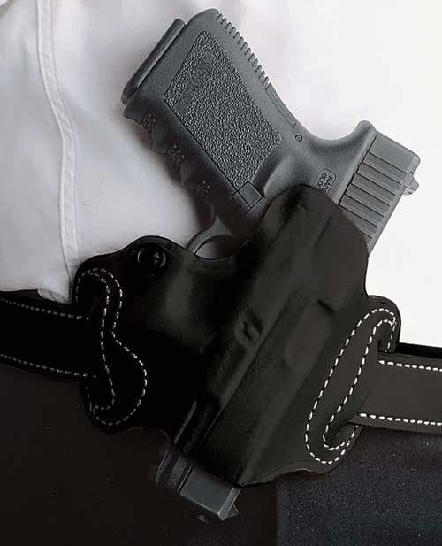 DESANTIS MINI SLIDE HOLSTER OWB RH LEATHER S/A HELLCAT BLK