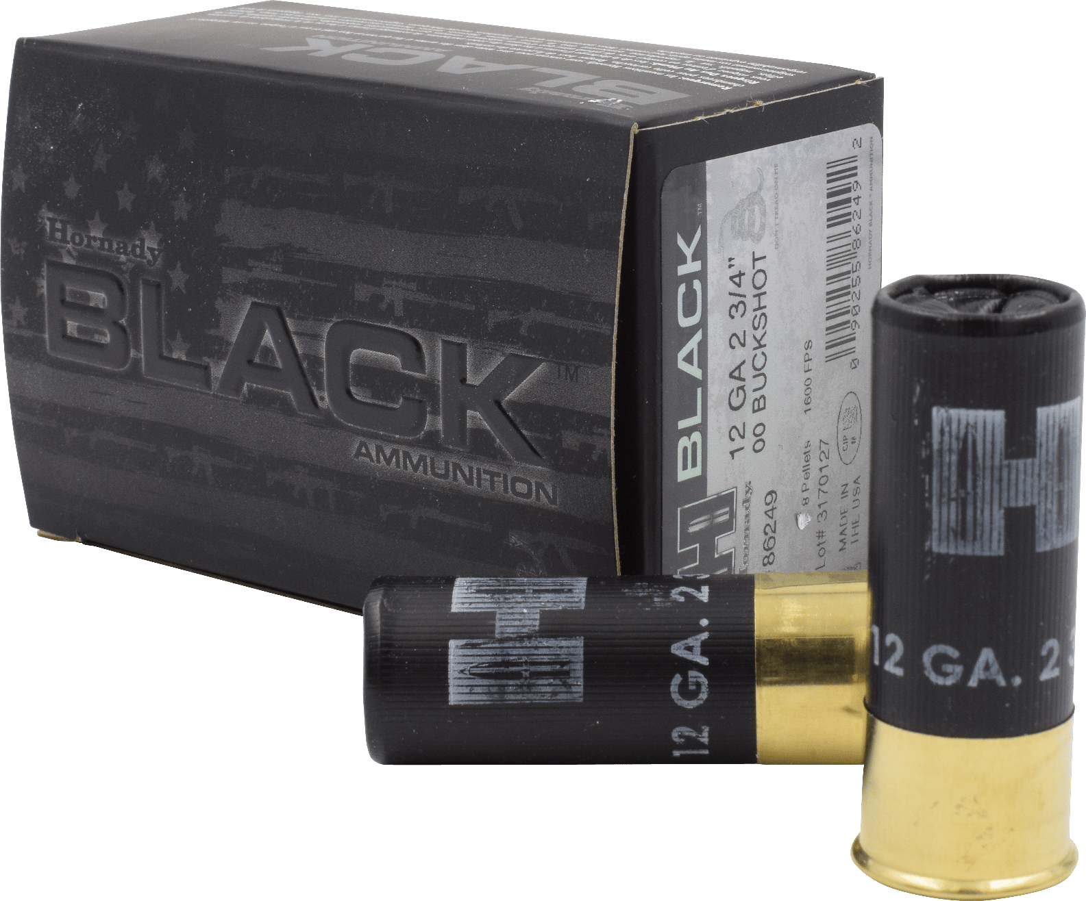 Hornady 86249 Black  12 Gauge 2.75" 00 Buck Shot 10 Per Box/ 10 Case